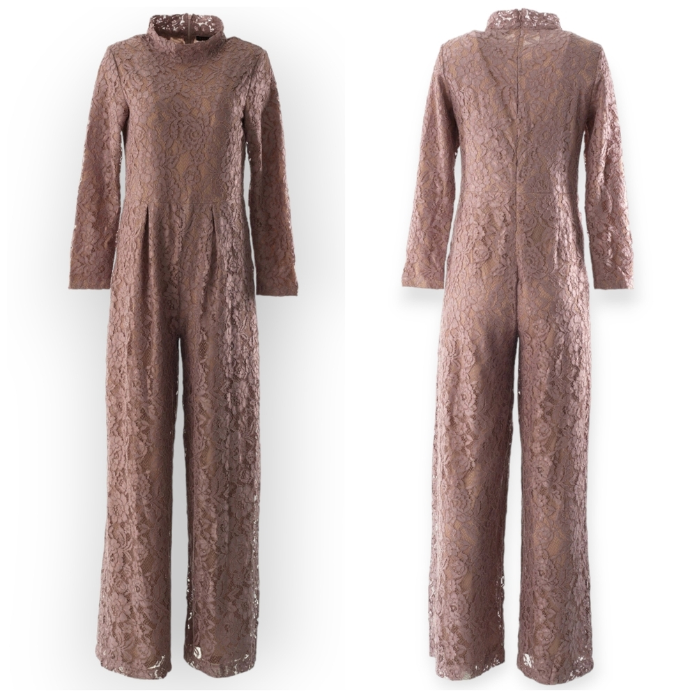 Kabayare Mauve Lace Long Sleeve Jumpsuit